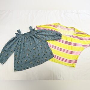 Splendid Floral Blue and Striped Yellow Kids Tops